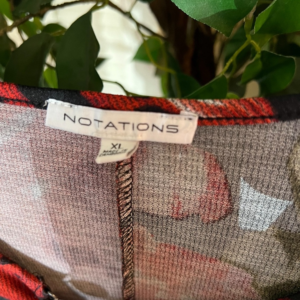Notations Red Graphic Blouse with Scoop Neckline - Picture 4 of 4